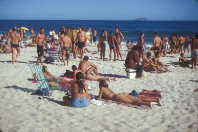 Crowded section of Ipanema Beach