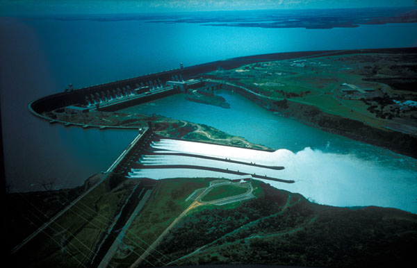 Itaipu Dam - Photo of a photo with spill gates open