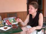 Jill Enjoying a Snack at Our Villa in Umbria