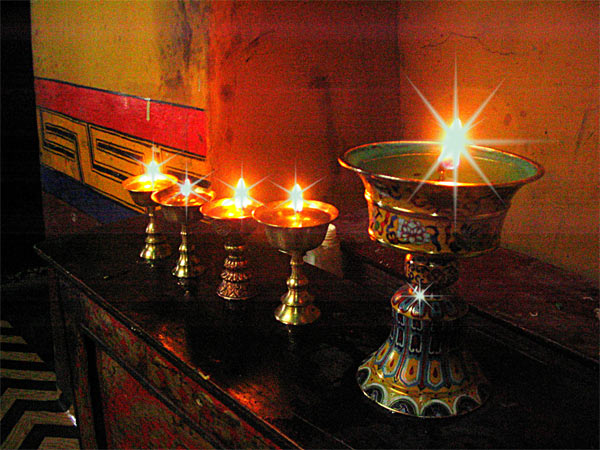 Lamps at Spituk Gompa