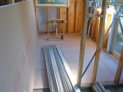 laundry floor and downstairs ceiling material