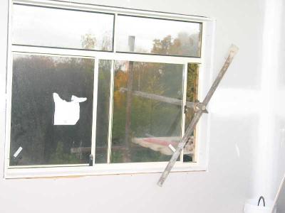 bracing the scaffold through a window