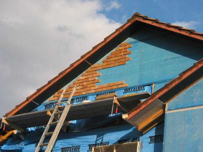 brick facings glued to the wall