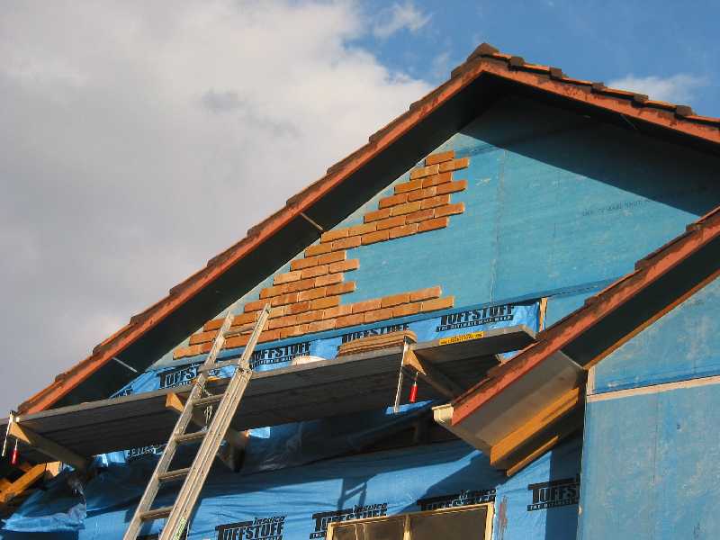 brick facings glued to the wall