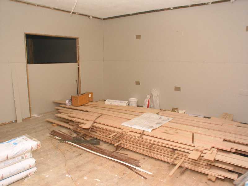 new timber for flooring kept in dining room
