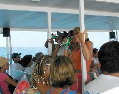 Shawn birthday on the boat back to Cancun