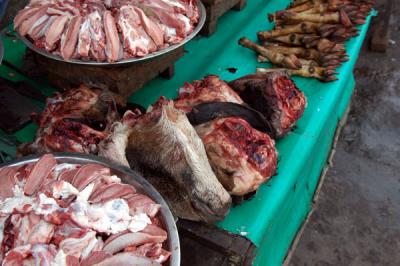 Sheep heads and other cuts of meat, Delhi