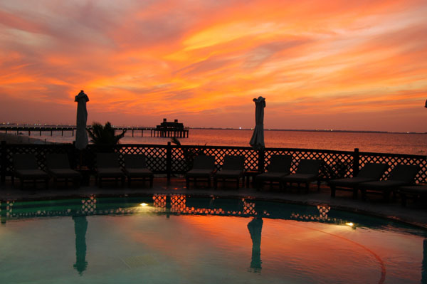 Sunset over the pool at the Madinat Jumeirah's Mina A'Salam hotel