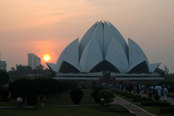 Bahai Temple at sunset, New Delhi