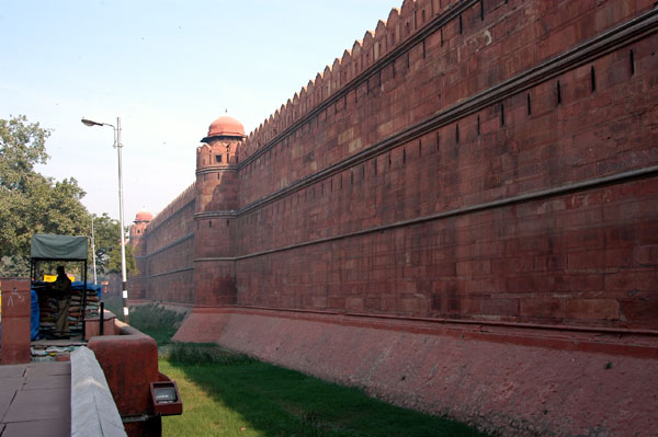 Massive walls of the Red Fort, Delhi