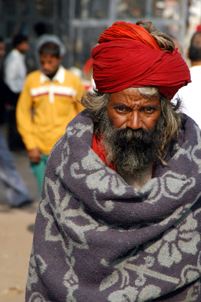 Man in red turban, Old Delhi, India