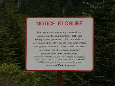 not closed - just stay on the path
MP 422.4 S, 5462'