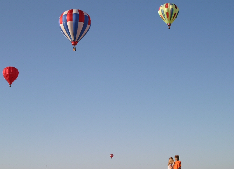 Enjoying balloons with a friend