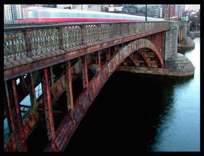 Longfellow Bridge and the Red Line Train