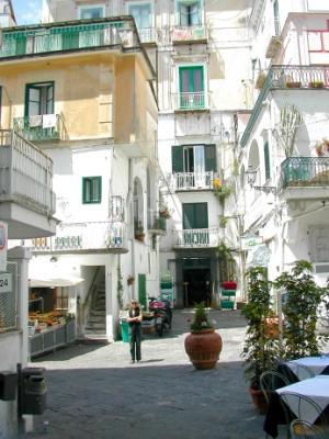 Judy on a small piazza in Amalfi