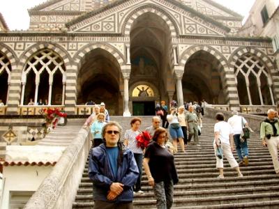 Richard on the steps of the Sant' Andrea Duomo in Amalfi