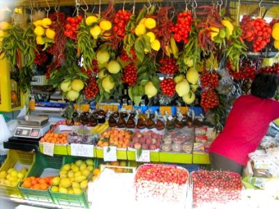 Fruit and vegetable stand on Amalfi Drive. Seen while going from Sorrento to Hotel Marmorata in Ravello.