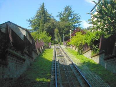 Tracks of funicular used to go to and from Orvieto. At the top, we took a bus to Orvietos city center.