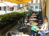 Judy  - lunch on the Piazza Republica. Piazza once was Orvietos forum - at the heart of what remains of the medieval city.