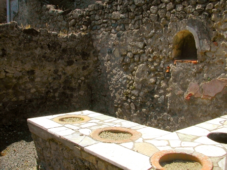 Pompeii - A masonry counter in a restaurant