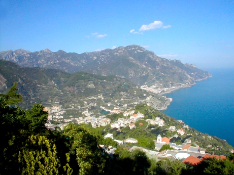 Amalfi Coast from the Villa Rufolo in Ravello. The towns of Maiori and Minori are in the background.