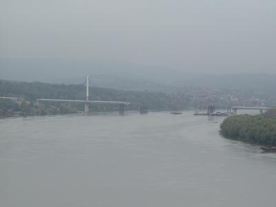 Destroyed bridge on the Danube