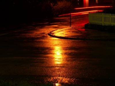 Raindrops reflected in front