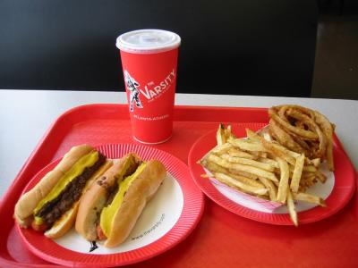 two miles of hot dogs and a ton of onion rings served daily