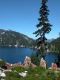 hiking in snow lake