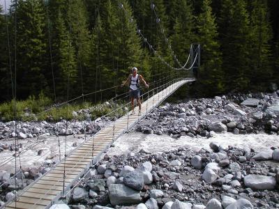 Me on the Carbon Glacier suspension bridge (RN)
