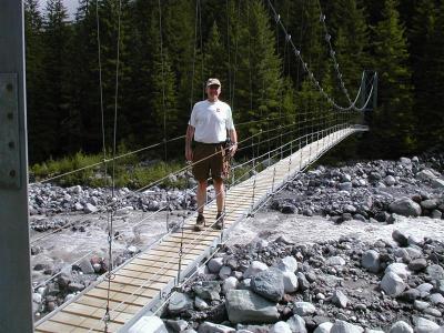 Ron on the Carbon Glacier bridge.