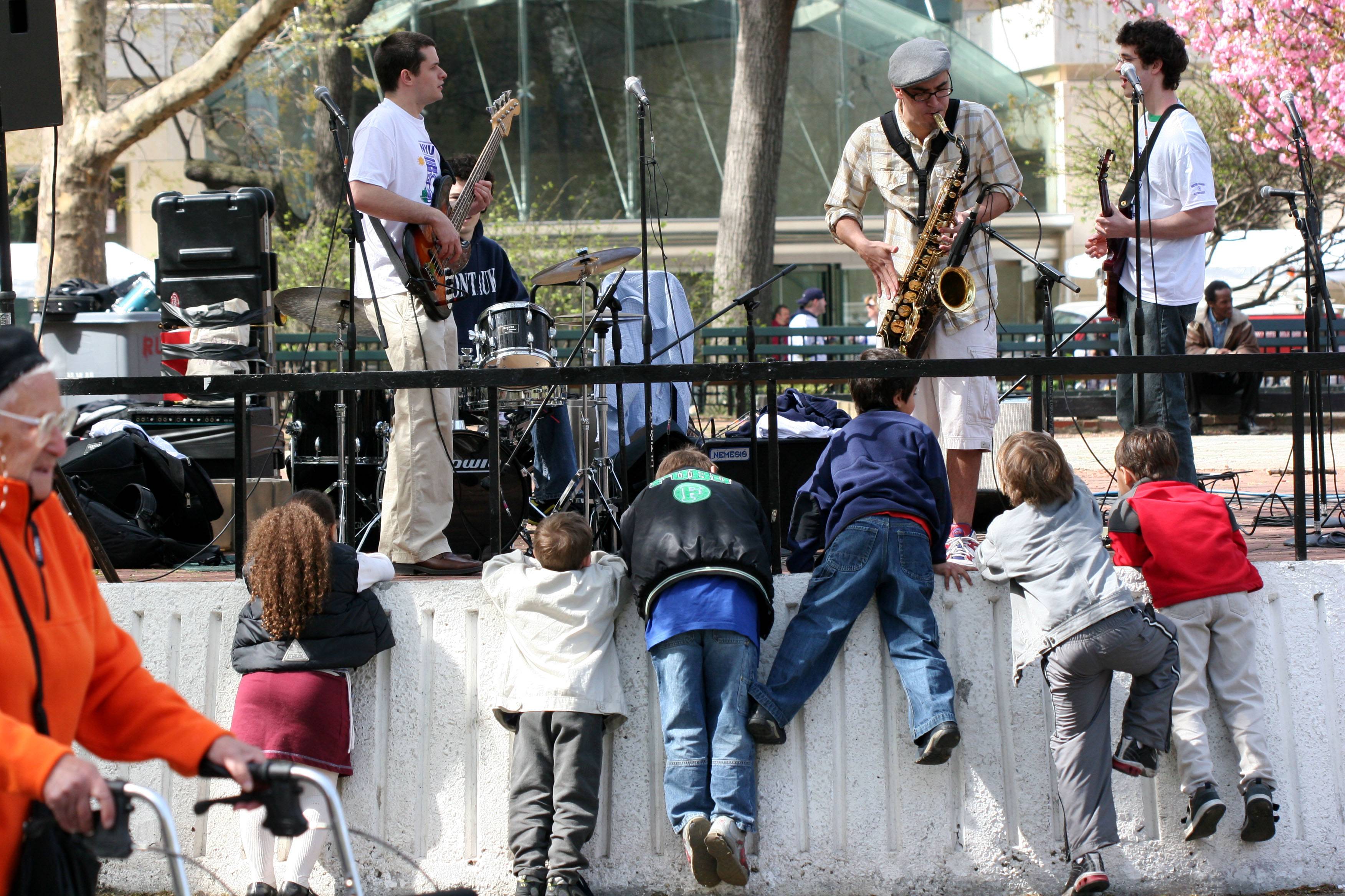 Taking a Break at the Bandstand on Volunteer Cleanup Day