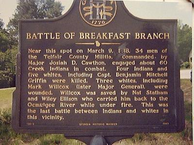 Battle Of Breakfast Branch History Marker
