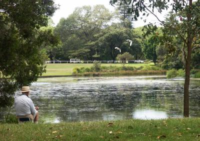 Artist at one of the lakes