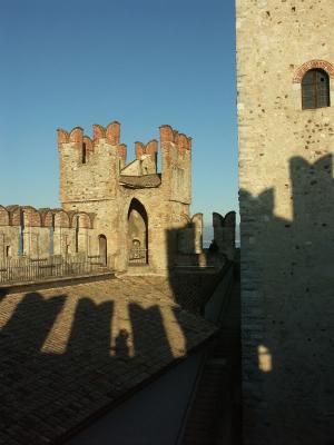 Photographer's shadow in the castle in Sirmione