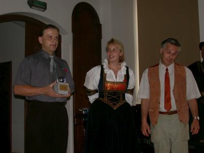 Lubor, Zdena & Pavel receiving town award Hotel Ruze 3