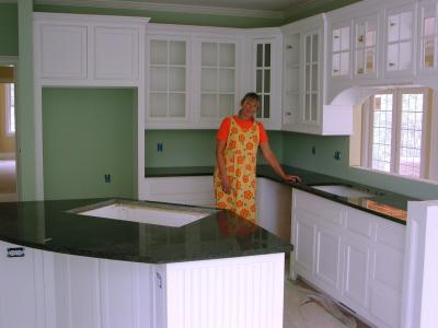 Heather checks out the new granite