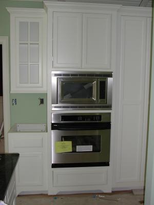 Stainless oven and microwave in place