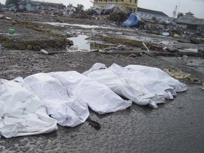 bodies of deceased in downtown Aceh, Sumatra