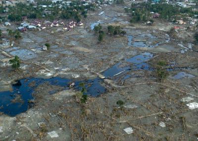 aerial view of devastation