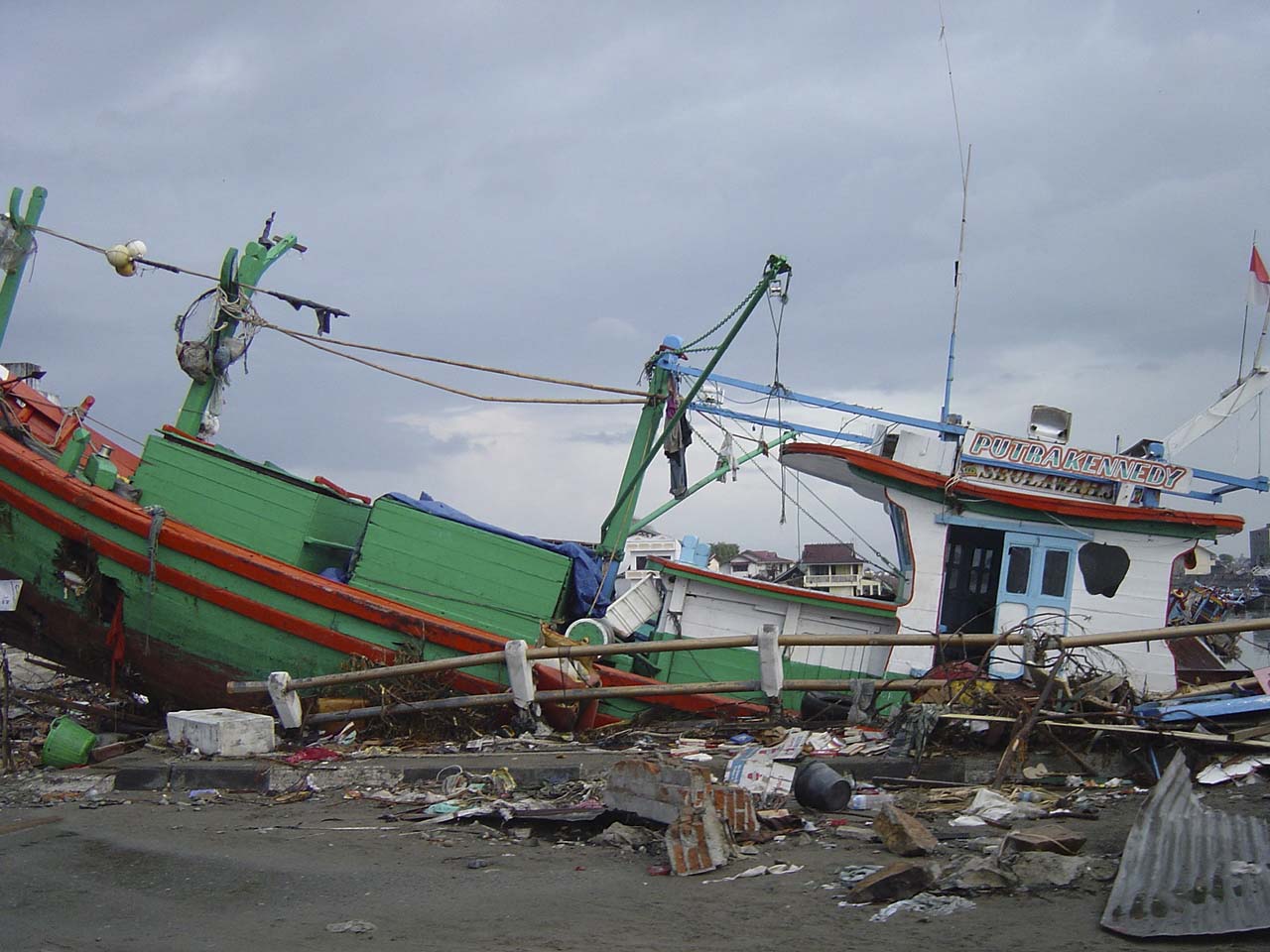 boats washed ashore