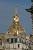 Gilded in 1715, the Golden Dome of the Hotel des Invalides is visable over the rooftops