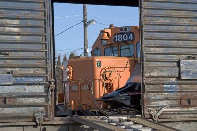 GP38-2 1804 through snowmobile car