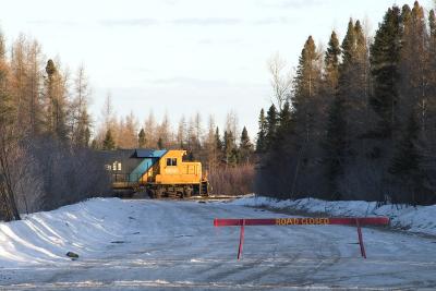 GP38-2 1800 crosses the officially closed winter road