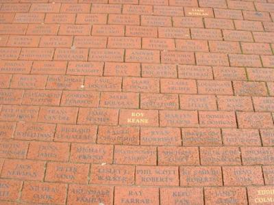 Sidewalk outside the stadium with players names on it