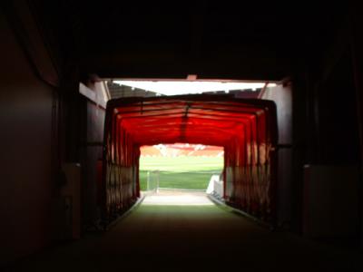 The tunnel where the players enter the stadium