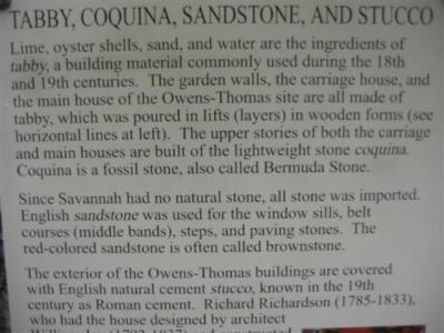 information on the Tabby Coquina Sandstone and Stucco