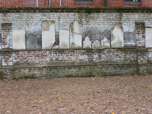 durning the war, the grave yard was used for the military to camp, alot of the graves were dug up or destroyed