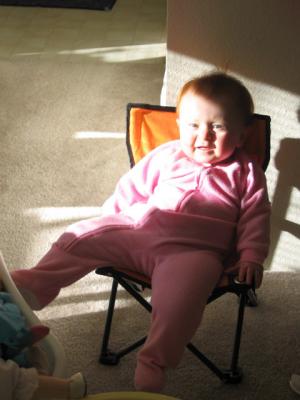 Tay kicking back in her big girl chair