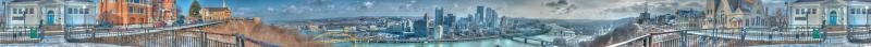 pittsburgh from mount washington, more than 360 degrees, standard wide pano presentation, 26 February 2005